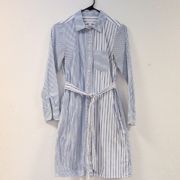 J. Crew Dresses & Skirts - J. Crew White and Blue Striped Button-Up